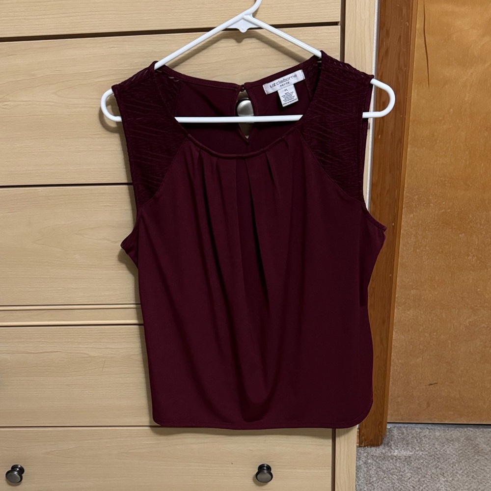 Liz Claiborne Burgundy Sleeveless Blouse